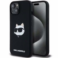 Karl Lagerfeld Silikona Choupette Head Magnētiskais viedtālruņa apvalks iPhone 15 Plus / 14 Plus – melns