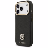 Guess Graudains Strass Logotips Magnētiskais viedtālruņa apvalks iPhone 17 Pro - melns