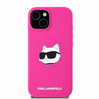 Karl Lagerfeld Silikona Choupette Head Magnētiskais viedtālruņa apvalks iPhone 15 Plus / 14 Plus – rozā