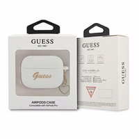 Guess GUAPLSCHSH AirPods Pro apvalks balts silikona Charm Heart kolekcija