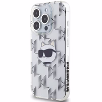 Karl Lagerfeld IML Choupette galvas un monogrammas apvalks iPhone 15 Pro Max - caurspīdīgs