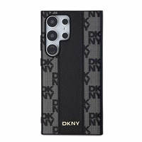 DKNY Ādas rūtainais magnētiskais apvalks Samsung Galaxy S24 Ultra - melns