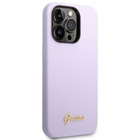 Guess GUHCP14XSLSMU iPhone 14 Pro Max 6.7" violets cietais silikona viedtālruņa apvalks Vintage Gold Logo