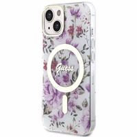 Guess GUHMP14MHCFWST iPhone 14 Plus 6.7" caurspīdīgs cietais apvalks Zieds Magnētiskais