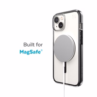 Speck Presidio Perfect-Clear with Impact Geometry + MagSafe - iPhone 15 Plus / 14 Plus maciņš with MICROBAN Coating (Clear / melns)