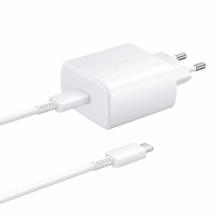 Samsung EP-TA845EWE 45W sienas lādētājs ar USB-C kabeli Samsung EP-DW767JWE 45W 1.8m (OOB Bulk - aizstājēja iepakojums) - balts