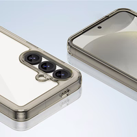 Kosmosa apvalks Samsung Galaxy S25 Edge ar elastīgu rāmi - daļēji caurspīdīgs, melns