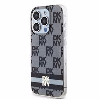 DKNY IML rūtainais mono raksts un drukātās svītras magnētiskais viedtālruņa apvalks iPhone 14 Pro Max - melns