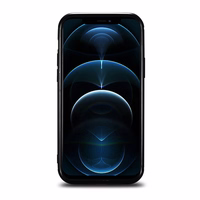 iCarer ādas vaska apvalks pārklāts ar dabīgu ādu iPhone 12 Pro Max melns (ALI1206-BK)