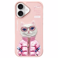 Nimmy Cool&Cute 2.0 Kaķa viedtālruņa apvalks iPhone 16 - rozā