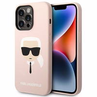 Karl Lagerfeld KLHCP14LSLKHLP iPhone 14 Pro 6.1 "cietais apvalks rozā/rozā Silikona Karla Galva