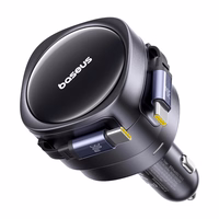 Baseus Enjoyment Max automašīnas lādētājs ar USB-C+USB-C kabeļiem 60W melns