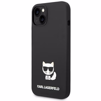 Karl Lagerfeld KLHCP14MSLCTBK iPhone 14 Plus 6.7 "cietais apvalks melns / melns Silikona Choupette Ķermenis
