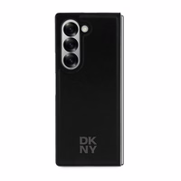 DKNY Magnētiskais vienkāršs ādas metāla apvalks ar logotipu Samsung Galaxy Z Fold 6 - melns