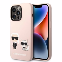 Karl Lagerfeld KLHMP14XSSKCI iPhone 14 Pro Max 6.7" cietais apvalks gaiši rozā/gaiši rozā Silikona Karl & Choupette Magnētiskais