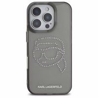 Karl Lagerfeld KLHCP16XHKHDCELK iPhone 16 Pro Max 6.9" melns/melns cietais apvalks IML Rhinestones Karl galva