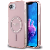 Guess IML Glitter Circle magnētiskais viedtālruņa apvalks iPhone 16e - rozā