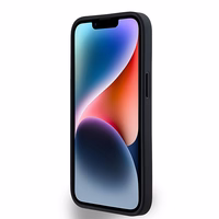 DKNY Ādas monogrammas raksta ar metāla logotipu magnētiskais viedtālruņa apvalks iPhone 15/14/13 - melns