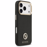 Guess Graudains Strass Logotips Magnētiskais viedtālruņa apvalks iPhone 17 Pro - melns
