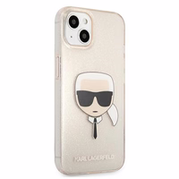 KARL LAGERFELD KLHCP13SKHTUGLGO IPHONE 13 MINI 5.4 "zelta/zelta maciņš GLITTER KARL`S HEAD