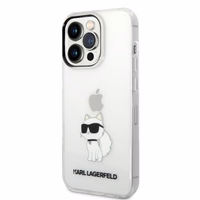 Karl Lagerfeld Ikonik Choupette viedtālruņa apvalks iPhone 14 Pro - caurspīdīgs