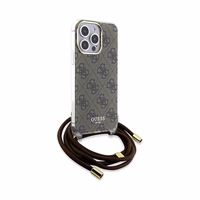 Guess Crossbody Cord 4G Print viedtālruņa apvalks iPhone 15 Pro – brūns