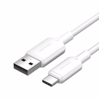 USB 2.0 A uz USB-C 3A kabelis Vention CTQWF 1M (balts)