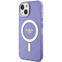 Guess Glitter Gold Magnētiskais viedtālruņa apvalks iPhone 14 - violeta
