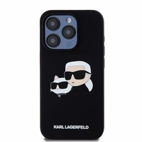 Karl Lagerfeld silikona Karl&Choupette magnētiskais viedtālruņa apvalks iPhone 15 Pro - melns