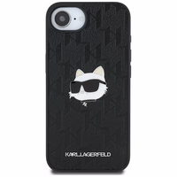 Karl Lagerfeld Monogram Choupette Head Pin viedtālruņa apvalks iPhone 16e - melns
