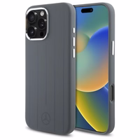 Mercedes silikona vertikālās tonālās svītras Magnētiskais viedtālruņa apvalks iPhone 16 Pro Max - pelēks