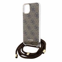 Guess Crossbody Cord 4G Print viedtālruņa apvalks iPhone 15 / 14 / 13 - brūns