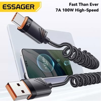 USB Kabelis Essager "Chuan3" melns "Type-C" 180cm (līdz 7A)