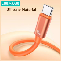 Kabelis USAMS U97 60W USB-C uz USB-C handstrap 30cm oranžs