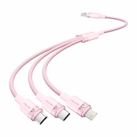 USB 2.0 A-3in1 3A kabelis Vention CTPPG 1,5M (rozā)