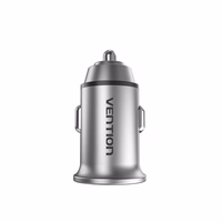 Vention Two-Port USB A+A(30+30) Car Charger pelēks Mini Style Aluminium Alloy Type