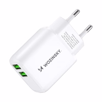 Wozinsky CUWCW 2.4A 2 x USB-A sienas lādētājs - balts