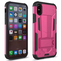 Zizo Hybrid Transformer Cover - Tough Cover iPhone X with Kickstand (Hot rozā/melns)