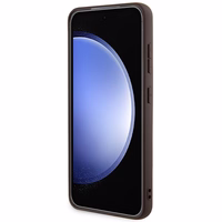 Guess 4G Collection Ādas Metāla Logotips Magnētiskais viedtālruņa apvalks Samsung Galaxy S24 - brūns