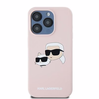 Karl Lagerfeld silikona Karl&Choupette magnētiskais viedtālruņa apvalks iPhone 15 Pro - rozā