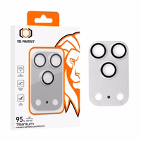 Tempered stikls Tel Protect 95% AR+AF Full Metal kameras aizsargs on camera for Iphone 17 Pro Max sudraba (camera island)