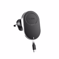 SBS TESUPP15WRETRACABL bezvadu lādētājs – viedtālruņa turētājs ar izbīdāmu kabeli, saderīgs ar MagSafe – melns