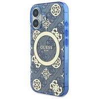 Guess IML Peony On 4G Background MagSafe viedtālruņa apvalks iPhone 16 - zils
