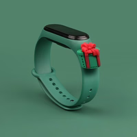 Siksna Xmas Xiaomi Mi Band 3 / 4 Ziemassvētku silikona siksna aproce ar dāvanu - tumši zaļa