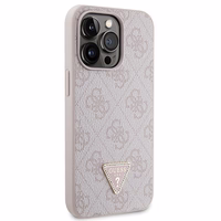 Guess GUHCP13LP4TDSCPP apvalks iPhone 13 Pro / 13 - rozā krustenisks 4G metāla logotips