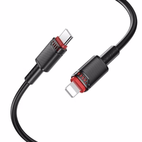 Borofone kabelis BX110 Beneficio - USB uz Lightning - 2,4A 1 metrs, melns