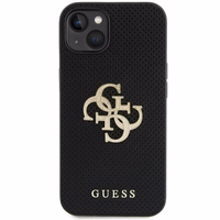 Guess Ādas perforēts 4G Spīdīgs logotips apvalks iPhone 15 - melns
