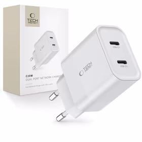 Tech-Protect C20W lādētājs 2x USB-C PD 20W - balts
