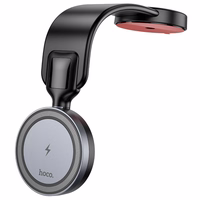 HOCO automašīnas turētājs ar bezvadu uzlādi centrālajai konsolei saderīgs ar MagSafe 15W HW29 melns metālisks pelēks