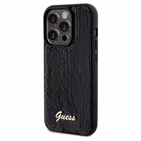 Guess Sequin Script Metal viedtālruņa apvalks iPhone 14 Pro Max – melns